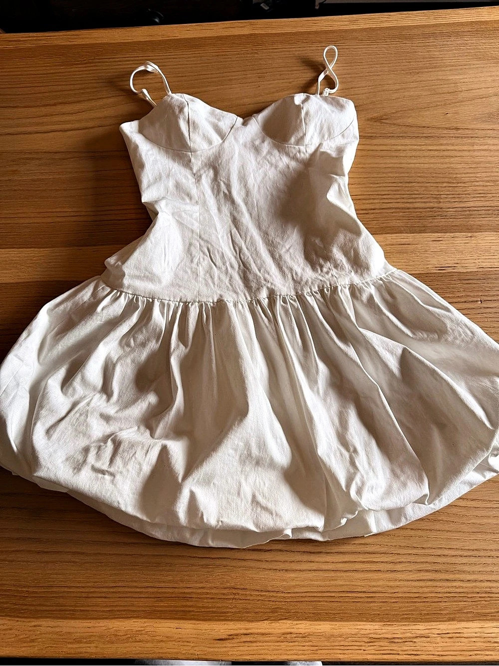 Dynamite Dropped Waist Puff Mini Dress White Small